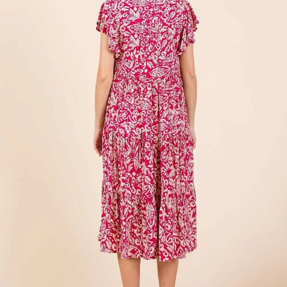 Mittoshop Abstract Print Ruffle Tier Midi Dress - Picture 3 of 5